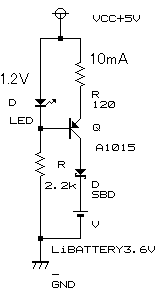 PNPトランジスタとLEDによる定電流回路